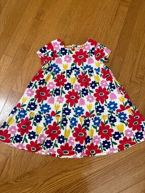 Mini Boden Bright Floral Swing Dress in Red, Blue & Yellow